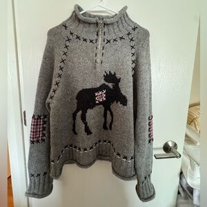 Coldwater Creek Gray Moose Rollneck Sweater
